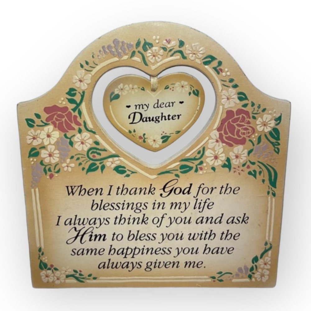 Dexsa “My Dear Daughter” Textual Art Wood Plaque Embossed Airbrushed Accent